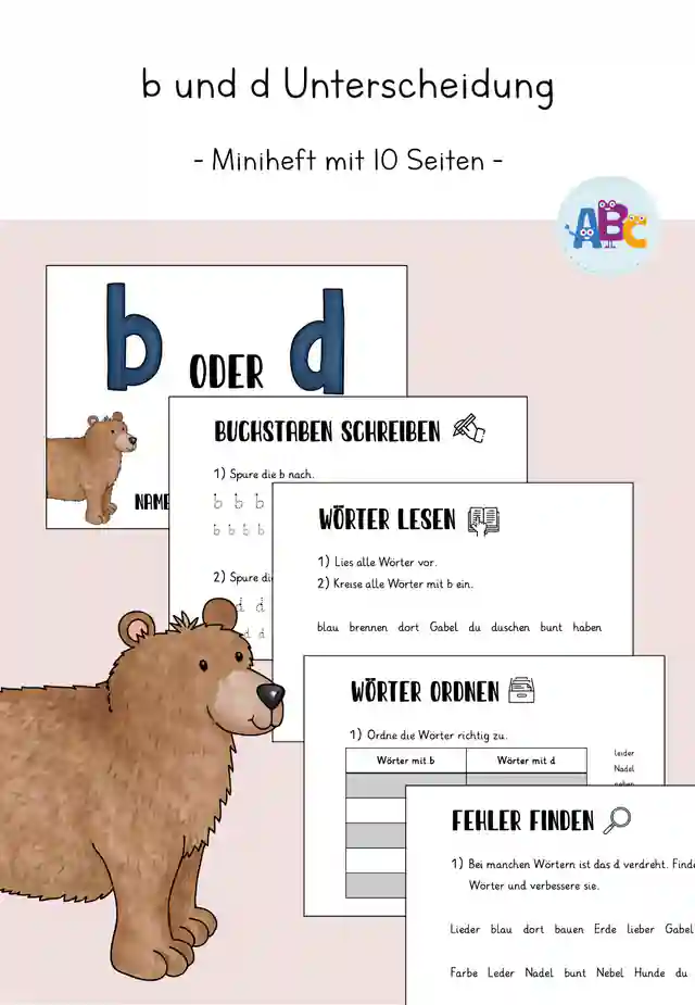 b oder d Unterscheidung : Miniheft
