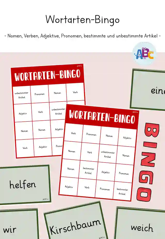 Wortarten-Bingo (Nomen, Verben, Adjektive, Pronomen, bestimmter und unbestimmter Artikel) (Freiarbeit)