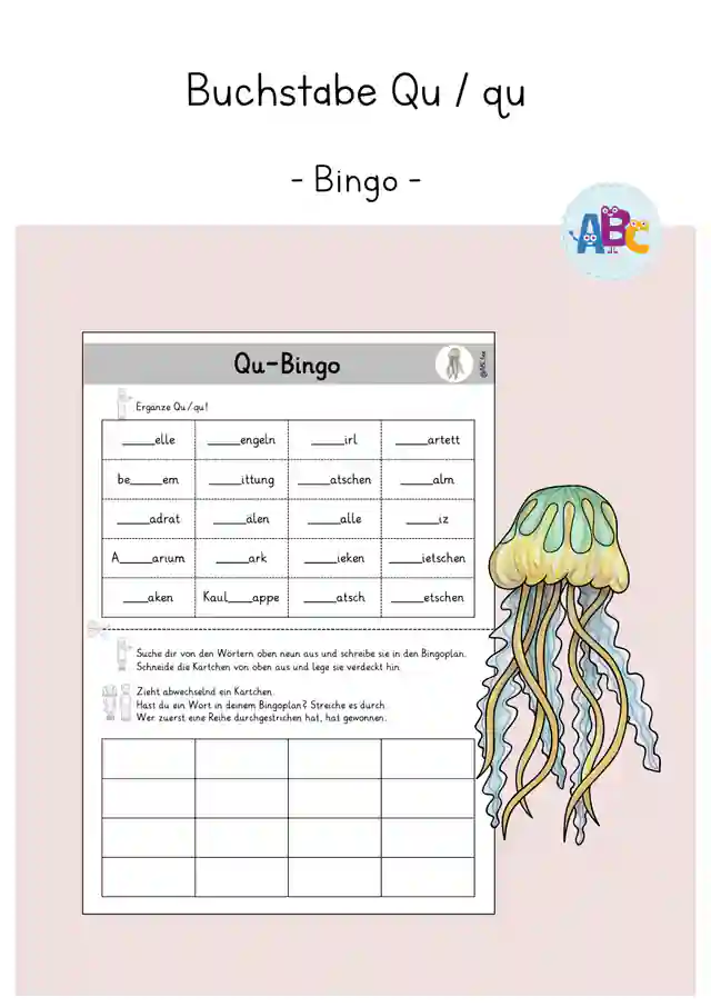 Buchstabe Qu / qu : Bingo