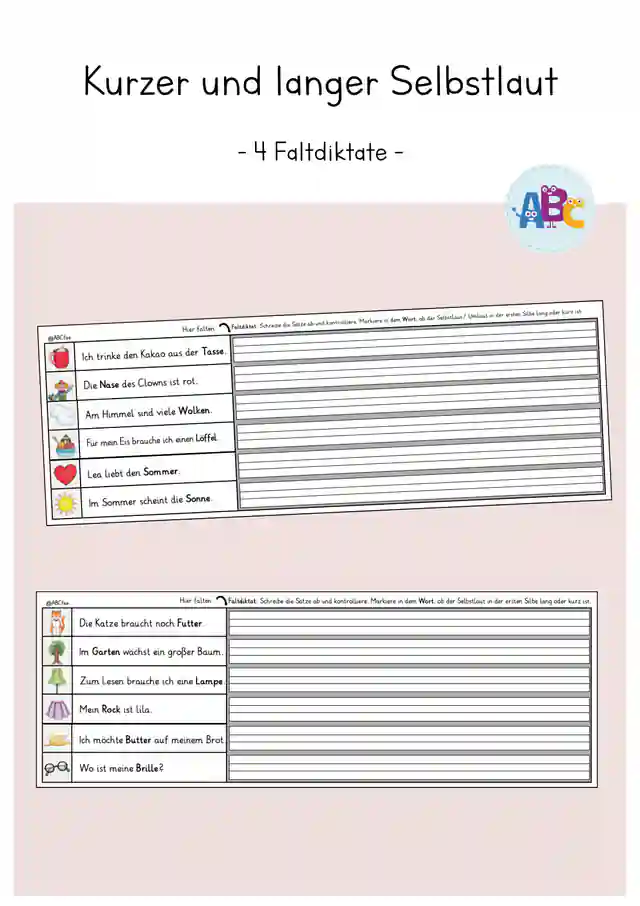 Kurzer oder langer Selbstlaut : 4 Faltdiktate