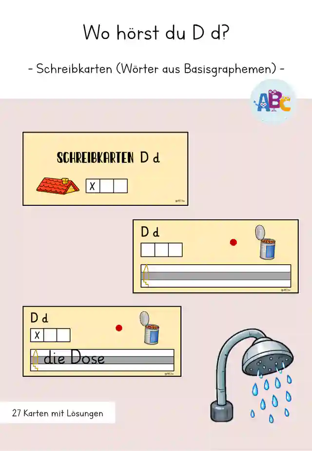 Wo hörst du D / d? : Schreibkarten mit Wörtern aus Basisgraphemen