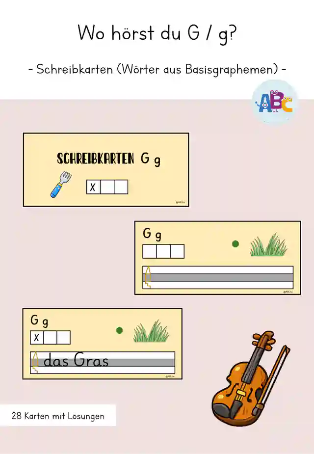 Wo hörst du G / g? : Schreibkarten mit Wörtern aus Basisgraphemen
