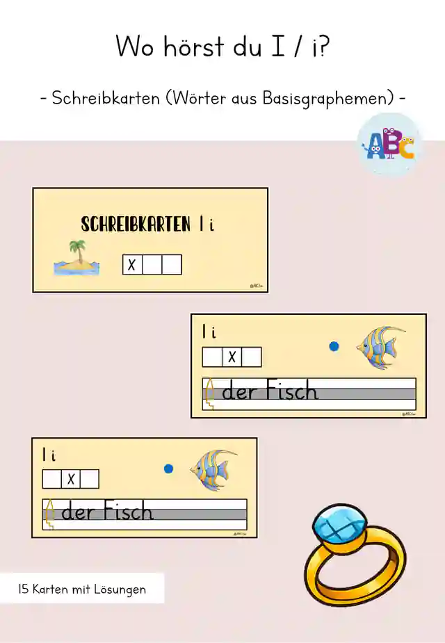 Wo hörst du I / i? : Schreibkarten mit Wörtern aus Basisgraphemen