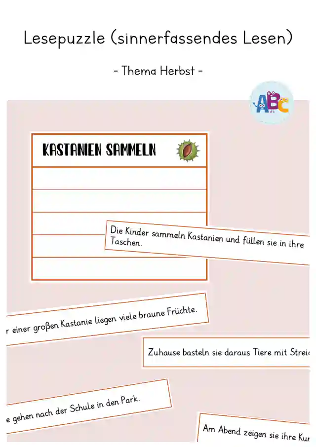 Lesepuzzle - sinnerfassendes Lesen (Herbst, Freiarbeit)