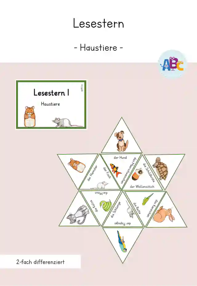Lesestern : Haustiere (2-fach differenziert)