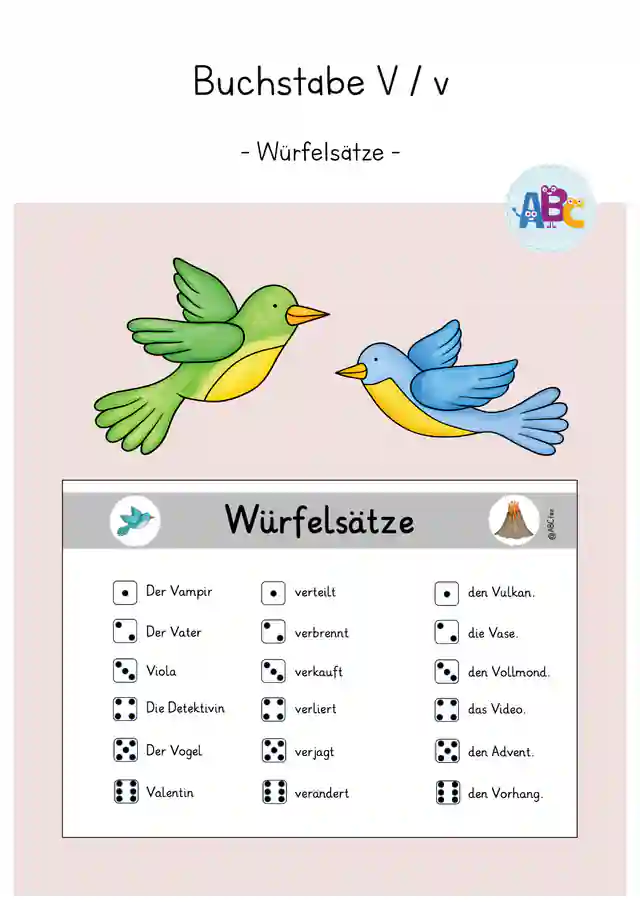 Buchstabe V / v : Würfelsätze