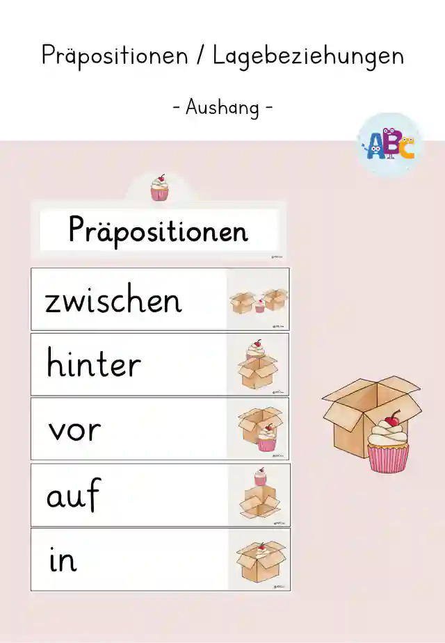 Präpositionen / Lagebeziehungen : Aushang