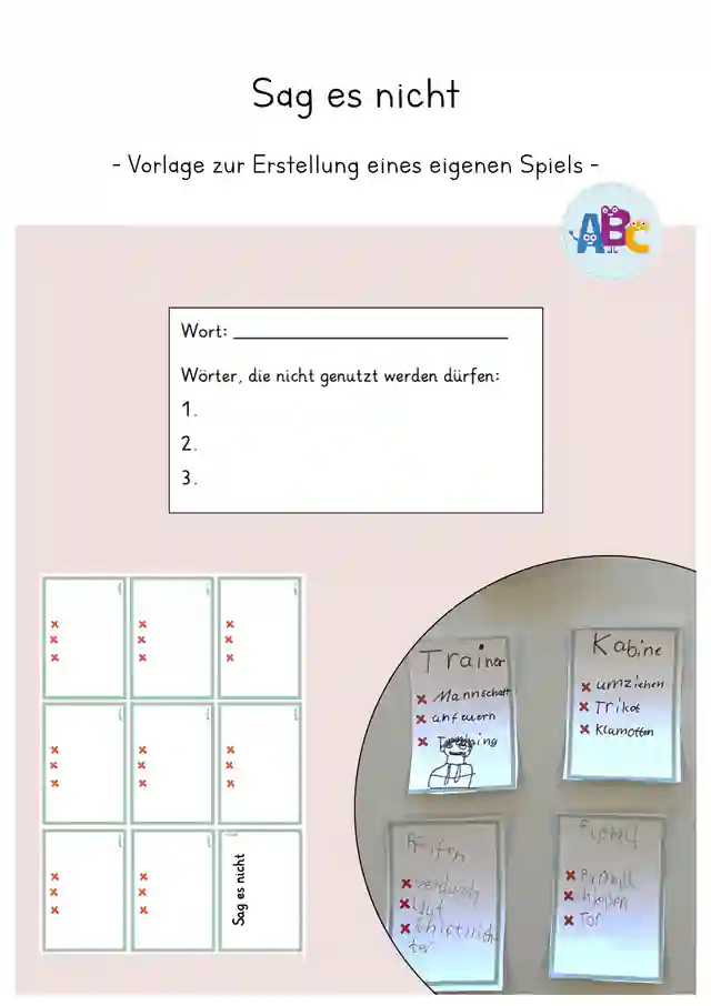 Sag es nicht : Vorlage (Erstellung eines Erklärspiels)