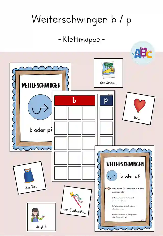 Weiterschwingen b / p : Klettmappe (Rechtschreibung)