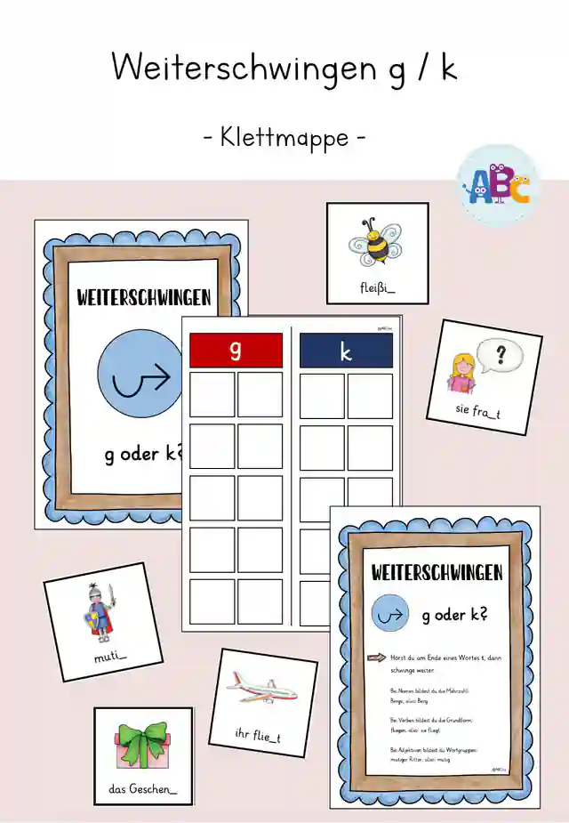 Weiterschwingen g / k : Klettmappe (Rechtschreibung)