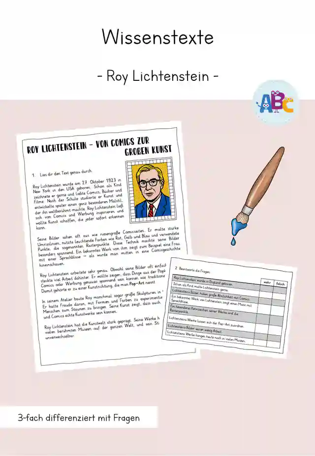 Wissenstexte : Roy Lichtenstein (3-fach differenziert)