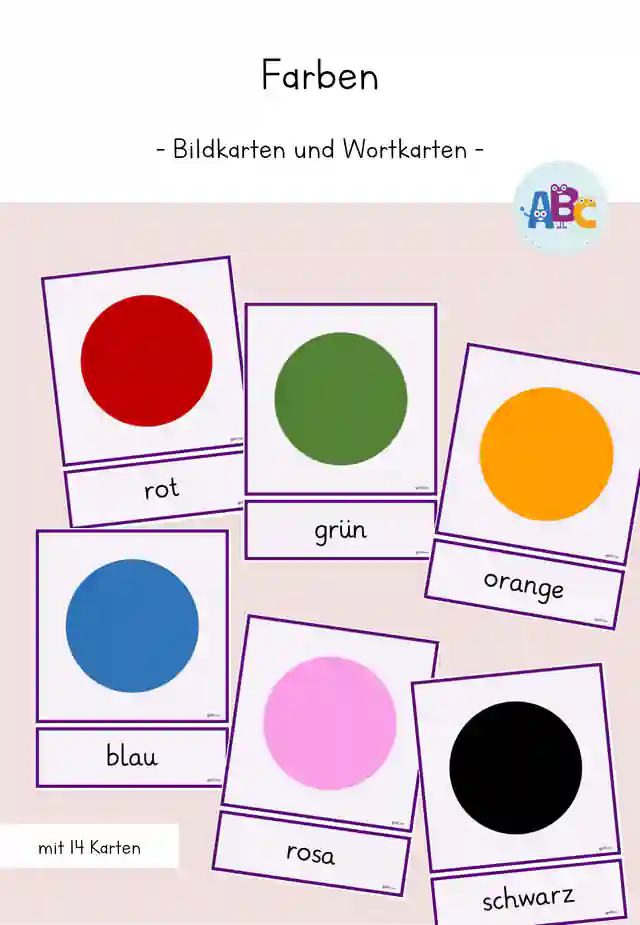 Farben : Bildkarten und Wortkarten
