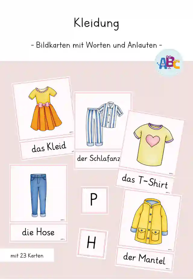 Kleidung : Bildkarten mit Worten und Anlauten
