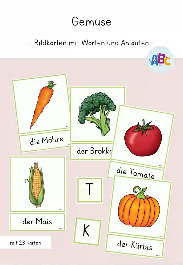 Gemüse : Bildkarten mit Worten und Anlauten