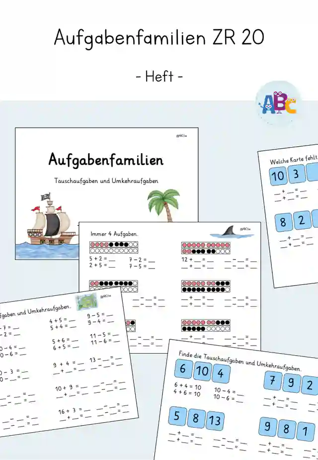 Aufgabenfamilien  ZR 20 : Heft (Tauschaufgaben, Umkehraufgaben)