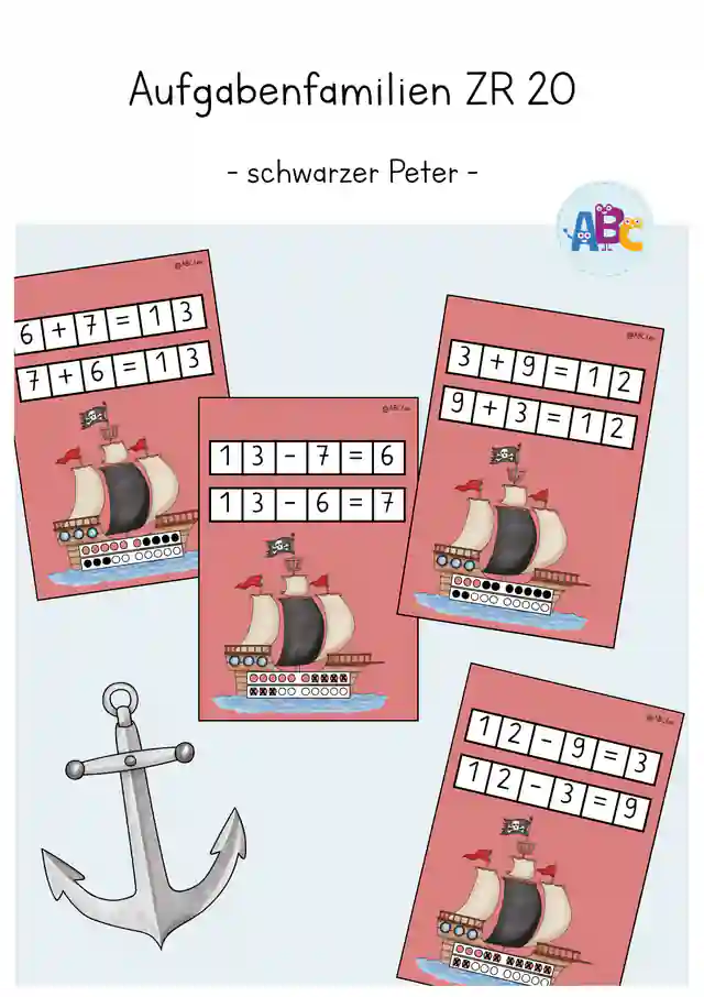 Aufgabenfamilien ZR 20 : schwarzer Peter (Freiarbeit, Umkehraufgabe, Tauschaufgabe)