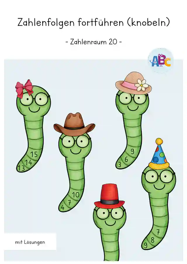 Zahlenfolgen fortführen ZR 20 (knobeln)