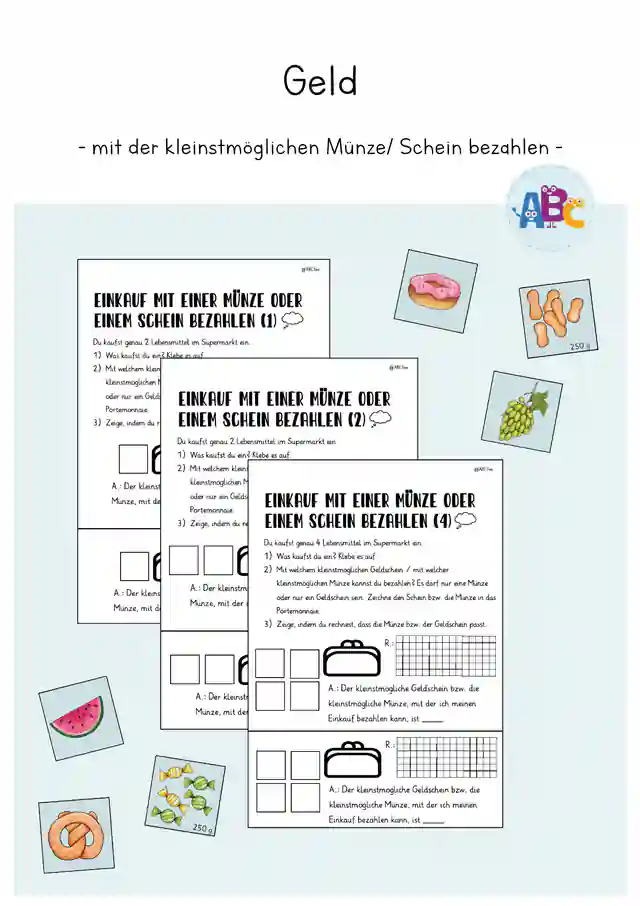 Geld : Einkauf mit der kleinstmöglichen Münze oder Schein bezahlen
