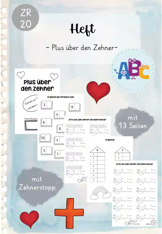 Heft : Addition über den Zehner (Zahlenraum 20)