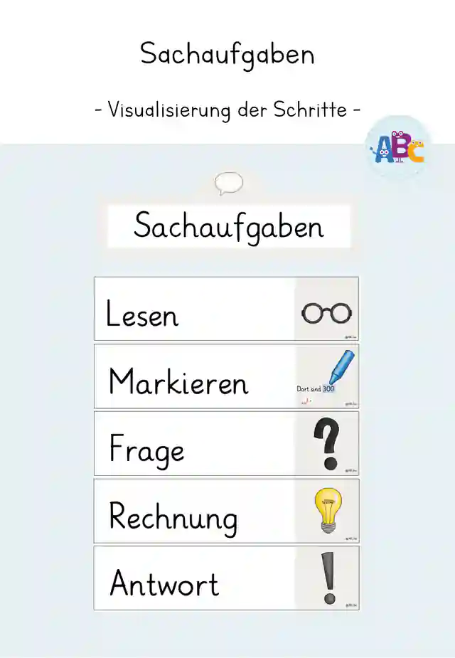 Sachaufgaben : Visualisierung der Schritte