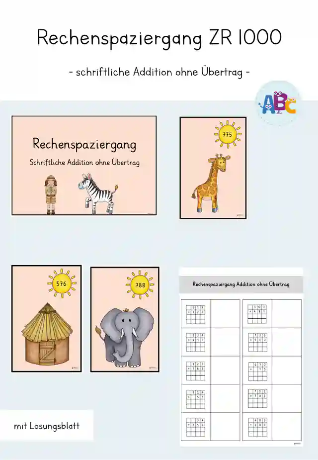 Rechenspaziergang : schriftliche Addition ohne Übertrag