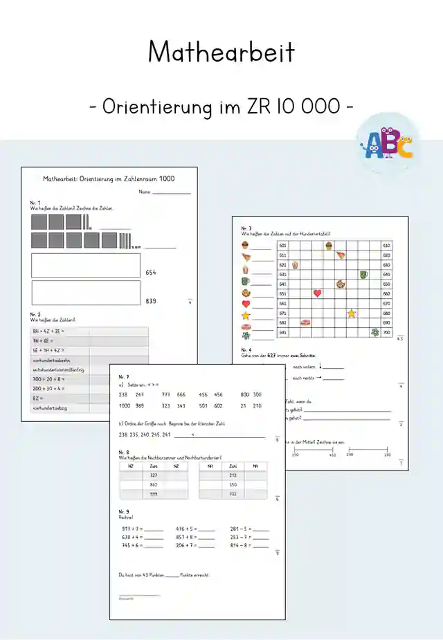 Mathearbeit : Orientierung ZR 10 000