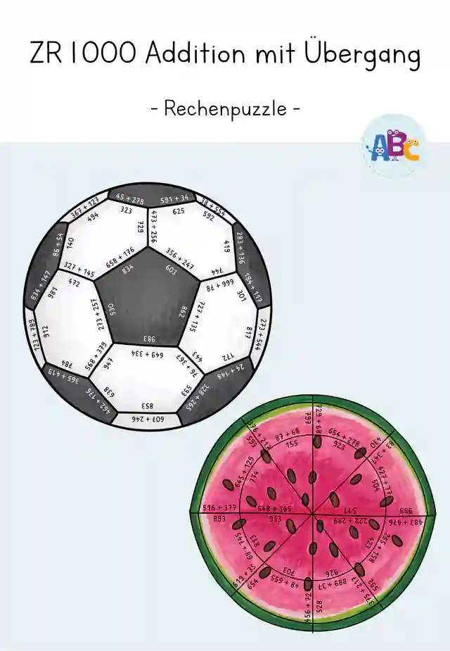 ZR 1000 Addition mit Übergang : Rechenpuzzle