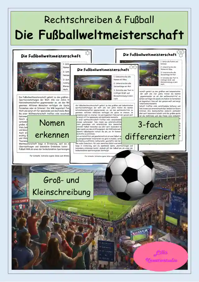 Die Fußballweltmeisterschaft – Differenzierte Abschreibtexte - Groß- und Kleinschreibung