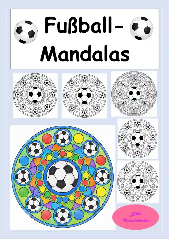 Fußball-Mandalas: Ausmalbilder, Malvorlagen zum Thema Fußball