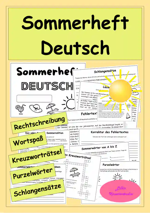 Sommerheft Deutsch - Sommerferien - Arbeitsheft - Rechtschreiben & Knobeln