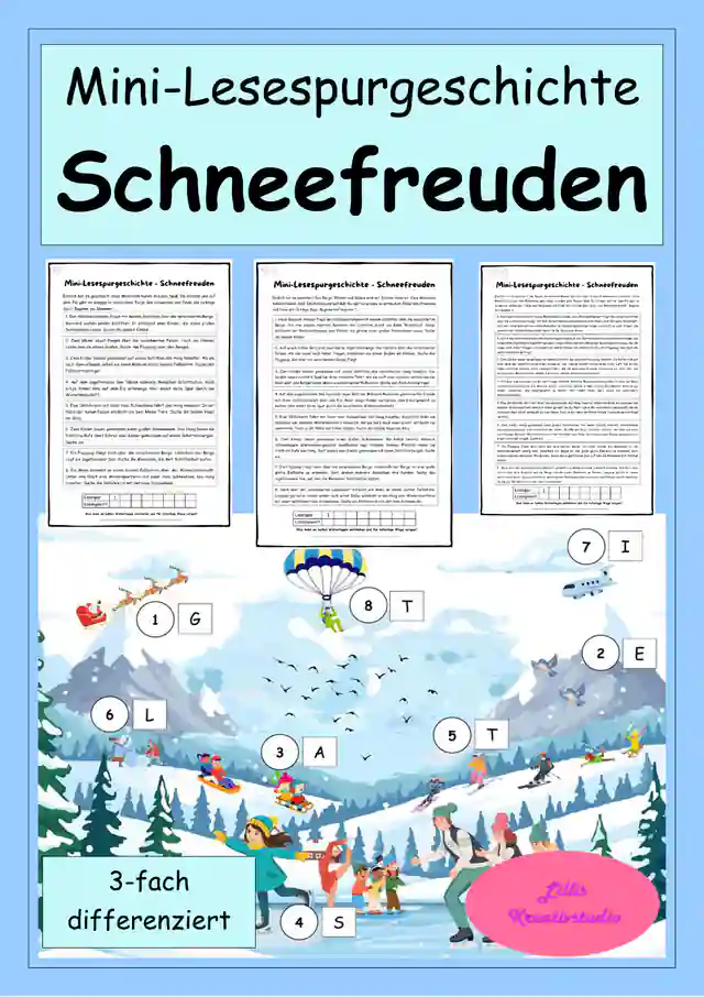 Mini-Lesespurgeschichte „Schneefreuden“ – Differenziertes Lesetraining im Winter
