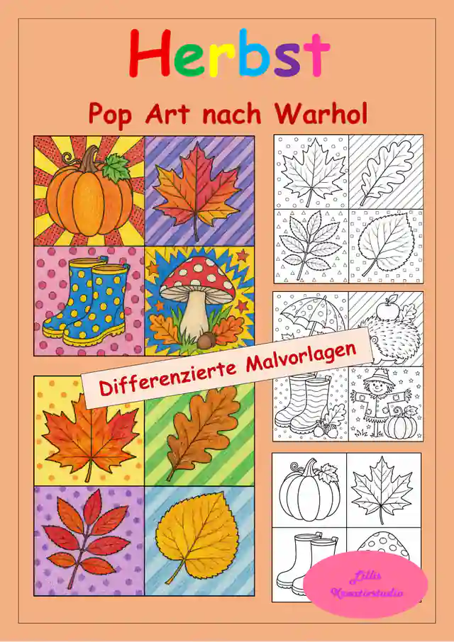 Herbst in Pop Art – Kreative Ausmalbilder im Warhol-Stil