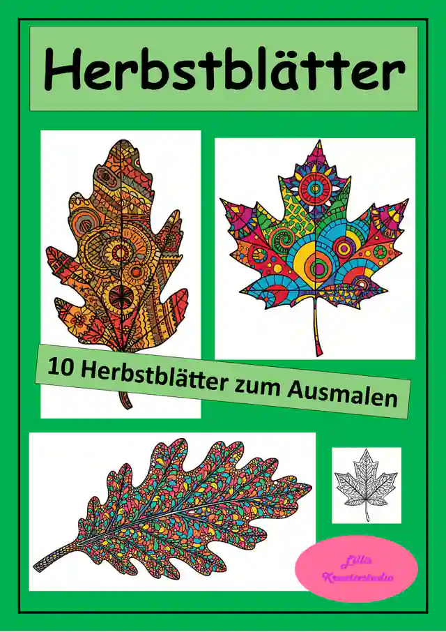 Herbstblätter Ausmalbilder im Zentangle-Stil