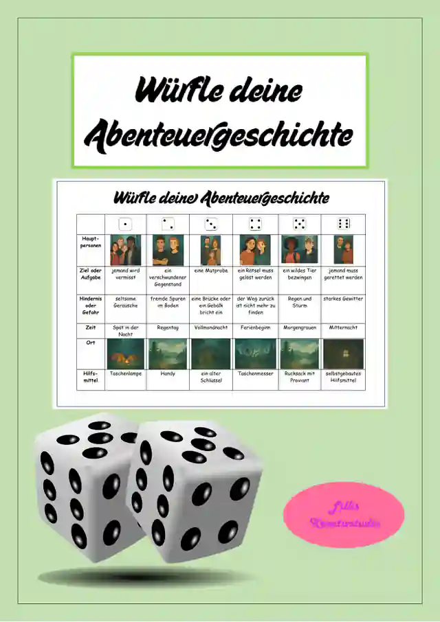 Eine Abenteuergeschichte würfeln - Kreatives Schreiben - Würfelgeschichte