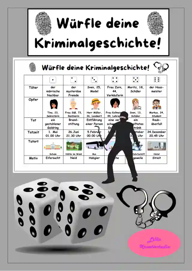 Eine Kriminalgeschichte würfeln und schreiben