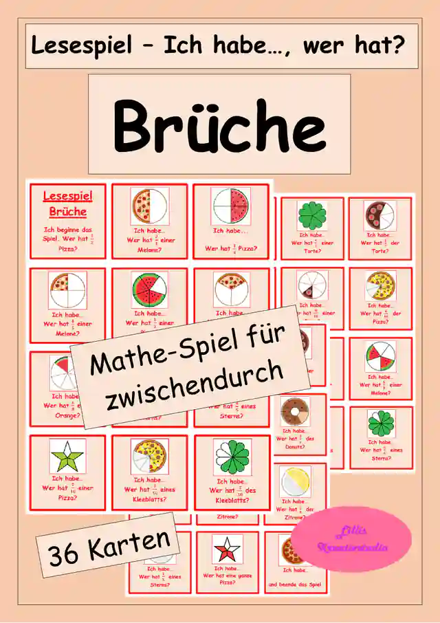 Lesespiel Brüche - Ich habe, wer hat...? (Kopfrechenphase, Mathespiel für zwischendurch)