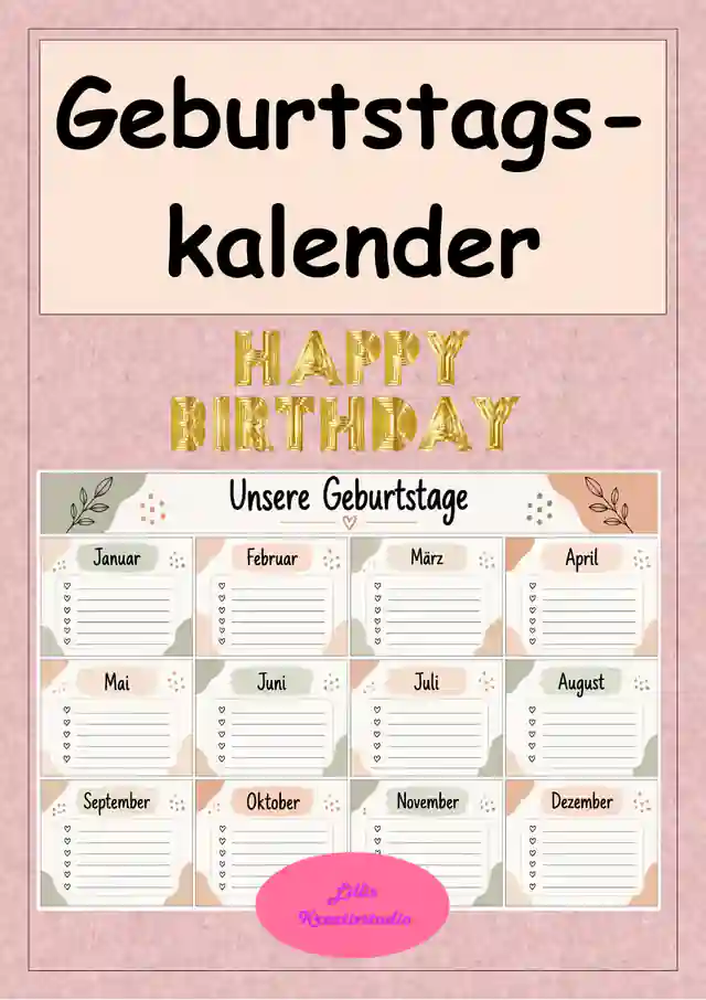 Geburtstagskalender für das Klassenzimmer - Unsere Geburtstage