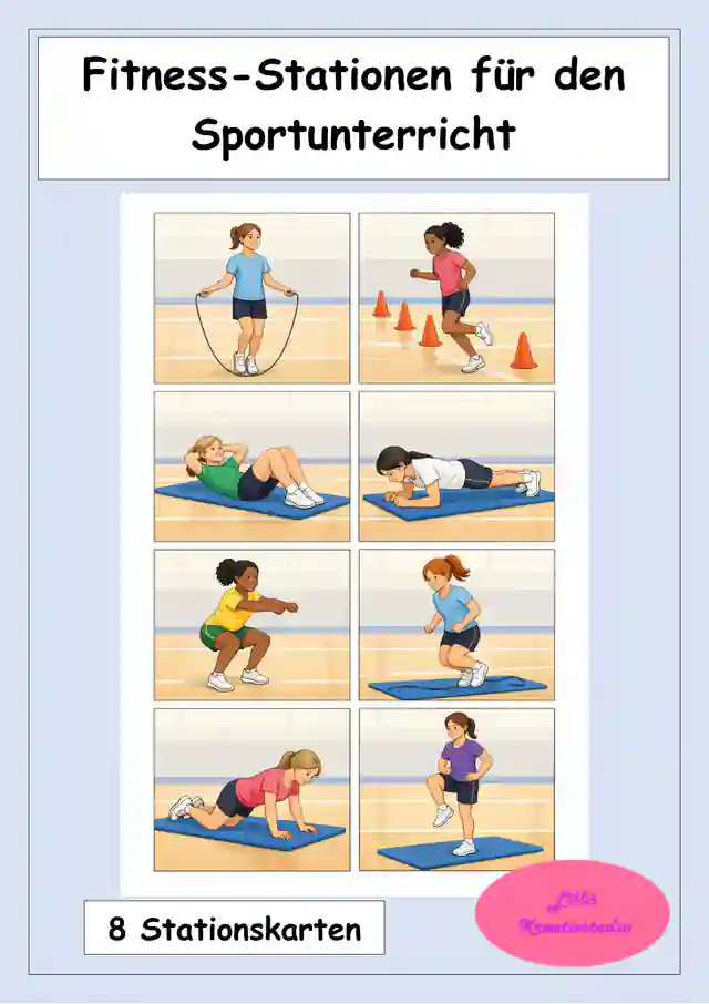 Fitness-Stationen für den Sportunterricht - 8 Stationskarten