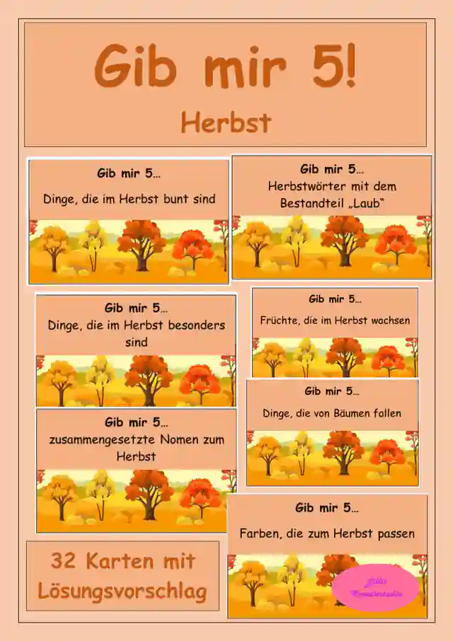 Gib mir 5 - Herbst - Wortschatzspiel - Sprachförderung -  Vertretungsstunden