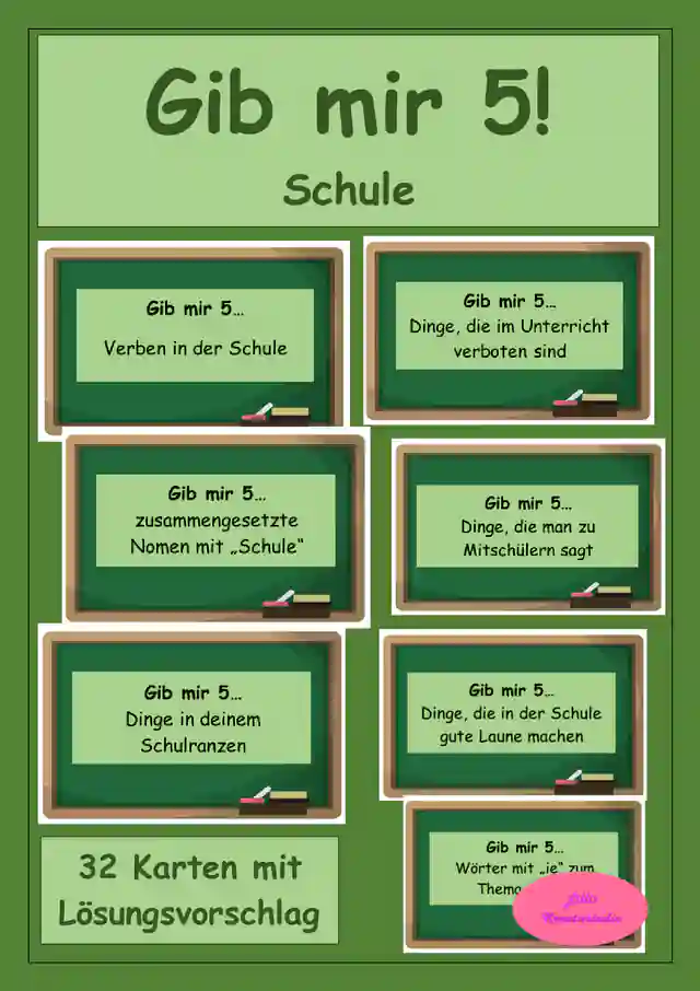 Gib mir 5 - Schule - Wortschatzspiel - Give me five