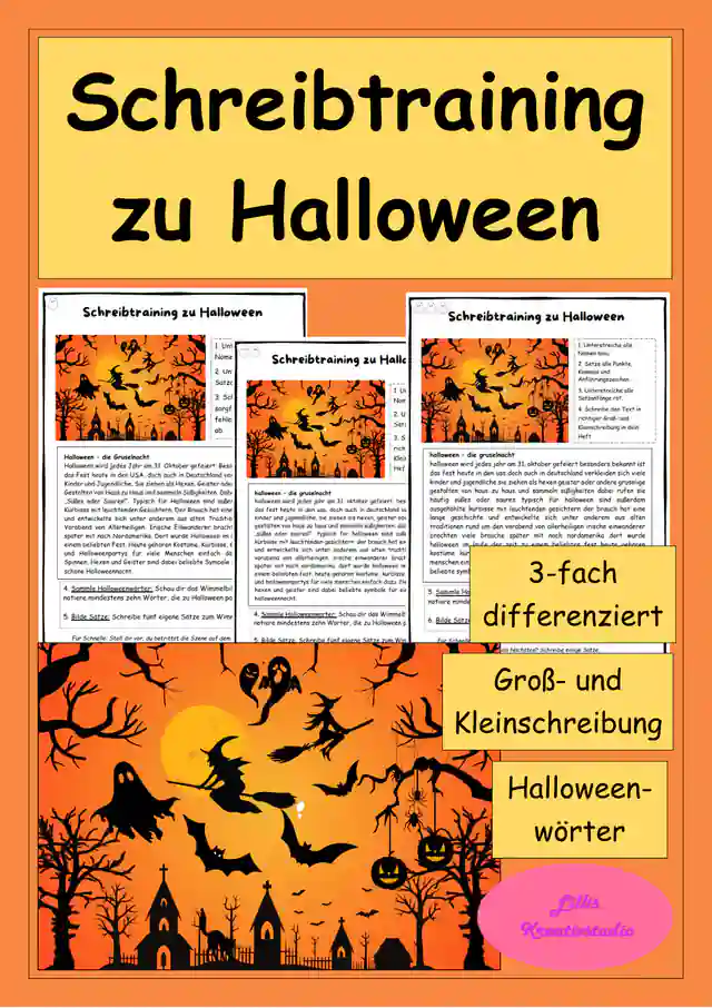 Schreibtraining zu Halloween - Großschreibung & Zeichensetzung