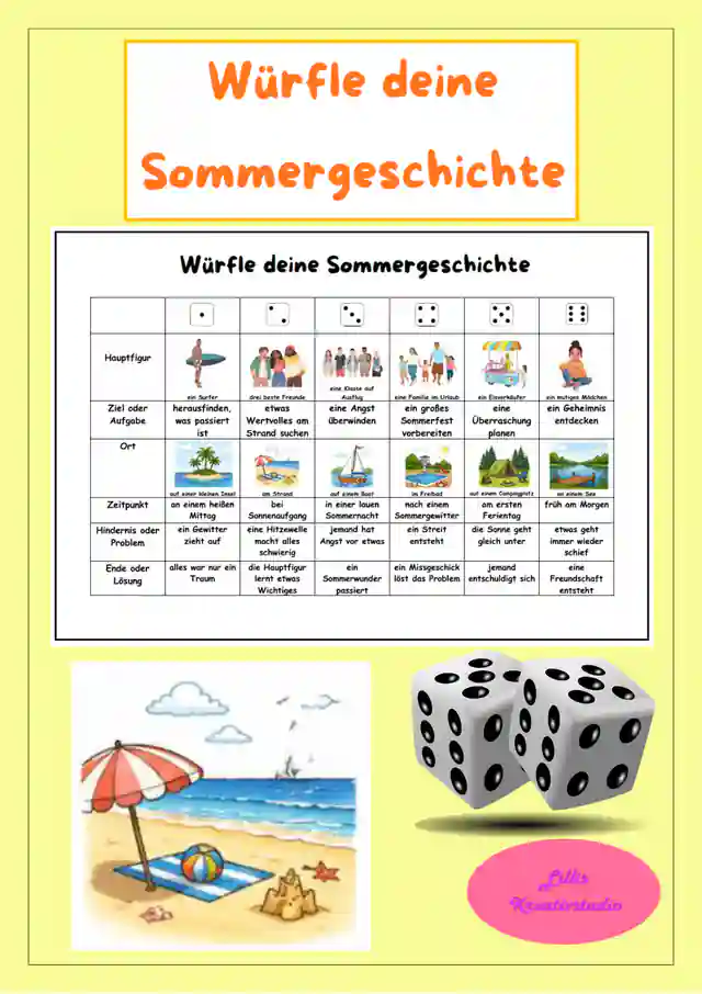 Eine Sommergeschichte würfeln - Kreatives Schreiben - Würfelgeschichte
