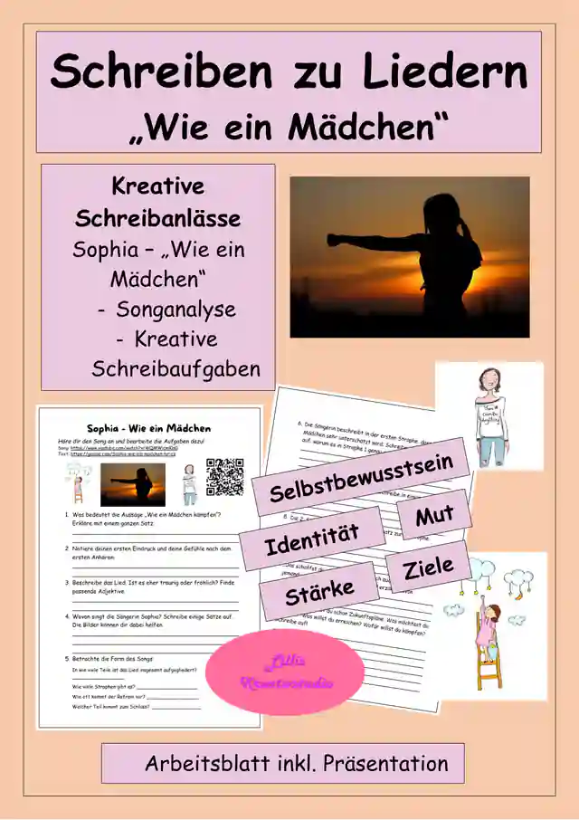 Lied statt Gedicht: Hörverstehen: Sophia - Wie ein Mädchen - Songinterpretation, kreatives Schreiben, Vertretungsstunden