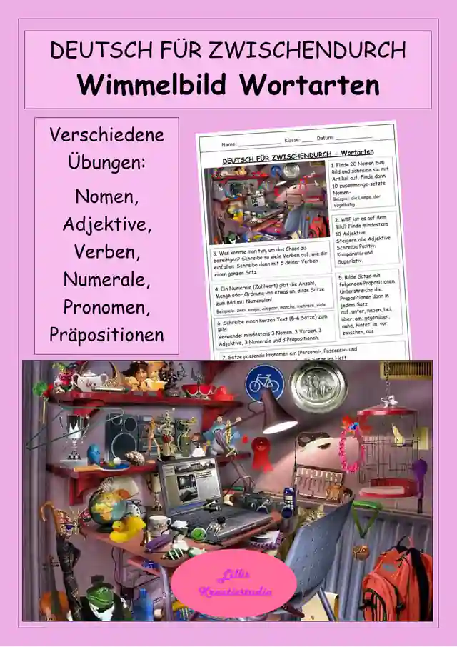 Wimmelbild Wortarten - DEUTSCH FÜR ZWISCHENDURCH - Vertretungsstunden
