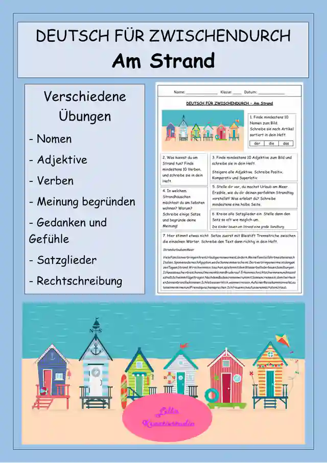 DEUTSCH FÜR ZWISCHENDURCH - Am Strand - Schreiben zu Bildern
