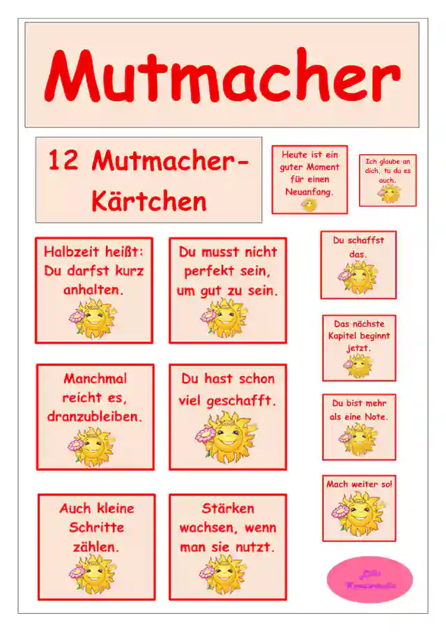 Mutmacher-Kärtchen zum Zwischenzeugnis