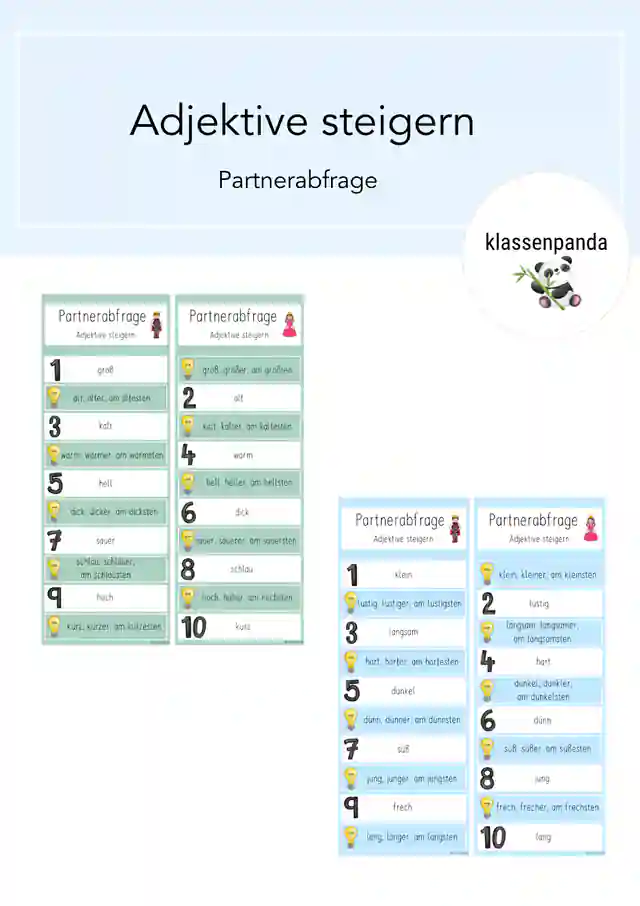Adjektive steigern Partnerabfrage