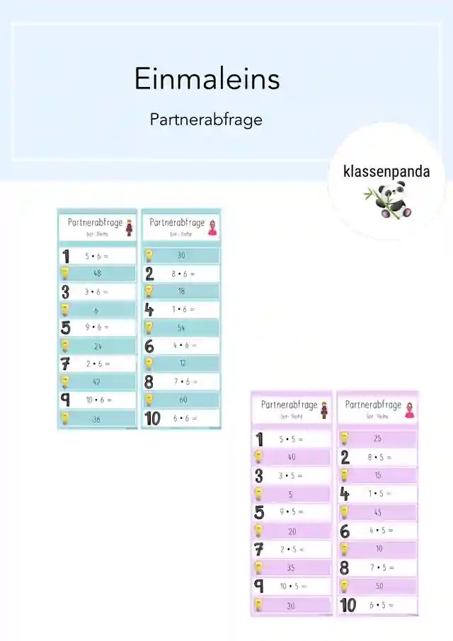 Einmaleins Partnerabfrage