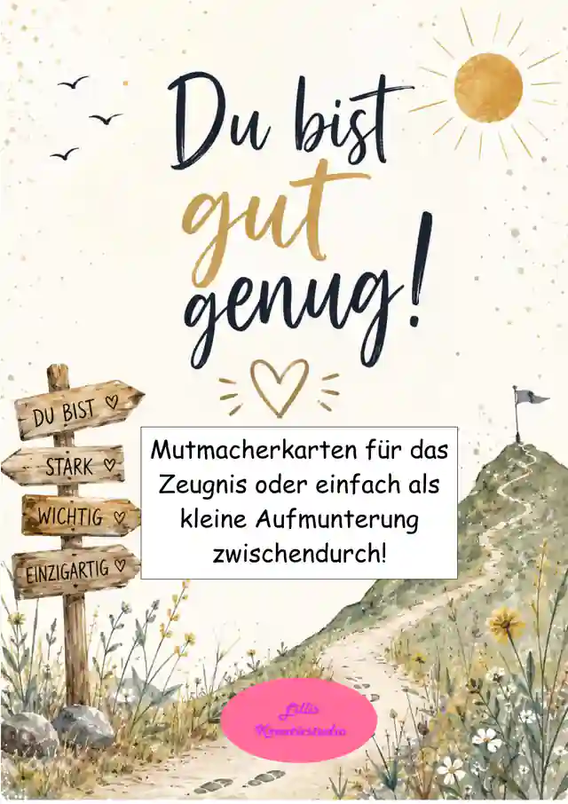 Mutmacherkarten für Zeugnis & Schulalltag – Du bist gut genug