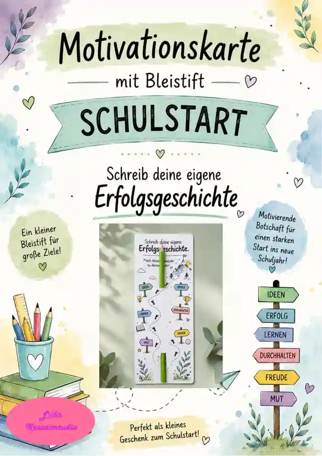 Motivationskarte zum Schulstart - Begrüßungsgeschenk Bleistift